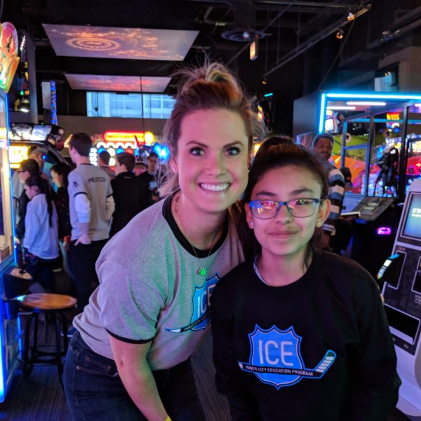ICE mentor and mentee at the arcade