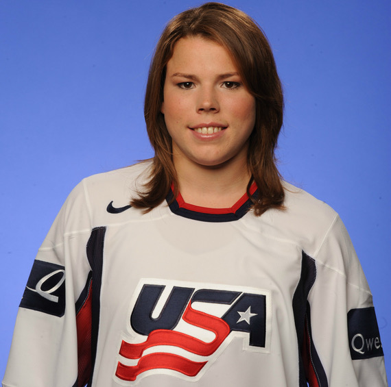 Caitlin Cahow bio photo in Team USA Hockey Jersey