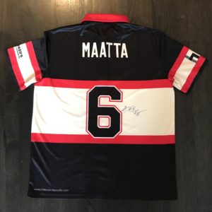 Olli Määttä autographed custom bowling jersey with certificate of authentication