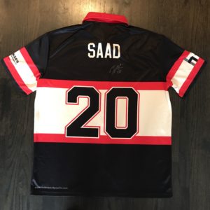 Brandon Saad autographed custom bowling jersey with certificate of authentication