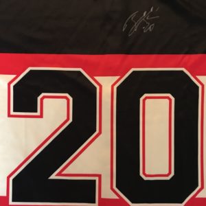 Brandon Saad autographed custom bowling jersey with certificate of authentication