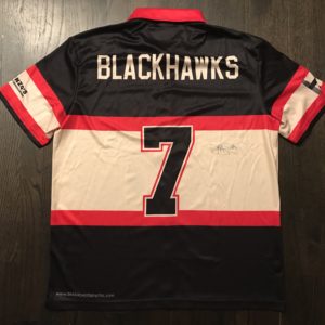 Malcolm Subban (#30) autographed custom Brent Seabrook (#7) Blackhawks ICE Bowl event bowling jersey with certificate of authentication