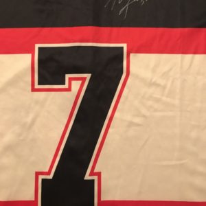 Nick Seeler (#55) autographed custom Brent Seabrook (#7) Blackhawks ICE Bowl event bowling jersey with certificate of authentication