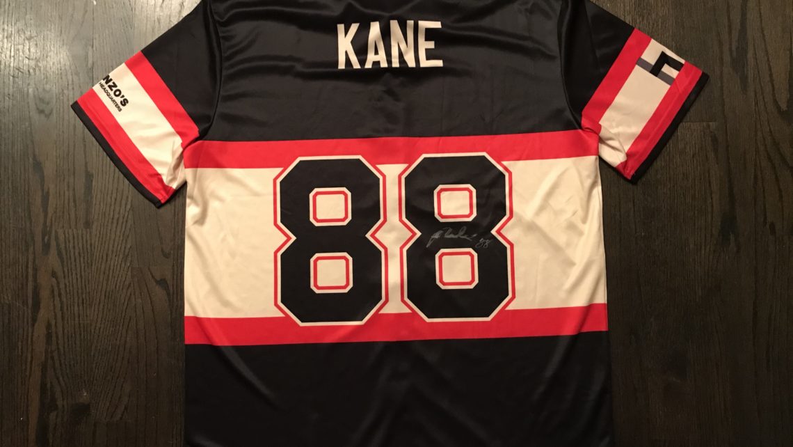 Patrick Kane autographed custom bowling jersey with certificate of authentication