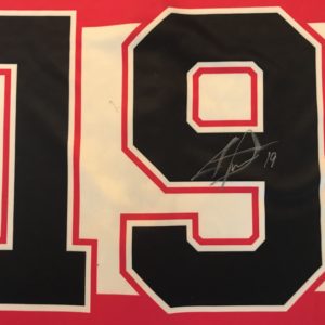 Jonathan Toews autographed custom bowling jersey with certificate of authentication