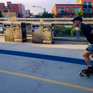 Brad skates down bike path