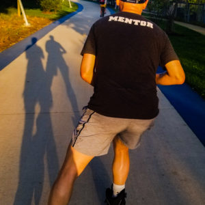 Brad skates down bike path