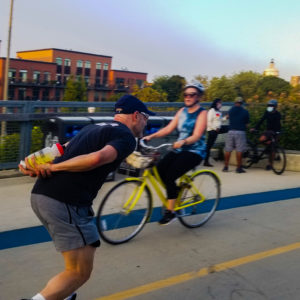 Brad skates down bike path